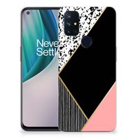 OnePlus Nord N10 5G TPU Hoesje Zwart Roze Vormen - thumbnail