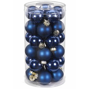 60x Donkerblauwe kleine glazen kerstballen 4 cm glans en mat - Kerstbal