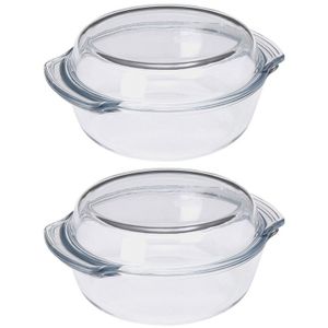 2x Glazen ovenschalen met deksel 20 cm   -