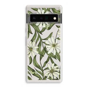 Wit bloemenpatroon: Google Pixel 6 Pro Transparant Hoesje