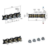 Inbouwdeel Douchethermostaat Hotbath Cobber Met 3 Stopkranen Horizontaal en Verticaal Zwart Chroom