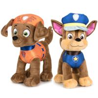 Paw Patrol figuren speelgoed knuffels set van 2x karakters Zuma en Chase 19 cm - thumbnail