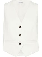 Brunello Cucinelli gilet matelassé à motif de chevrons - Blanc