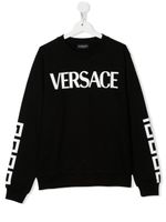 Versace Kids sweat Greca à logo imprimé - Noir