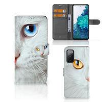 Samsung Galaxy S20 FE Telefoonhoesje met Pasjes Witte Kat - thumbnail