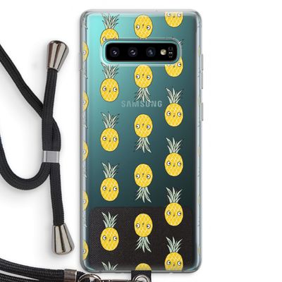 Ananas: Samsung Galaxy S10 Plus Transparant Hoesje met koord