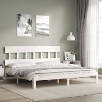 Bedframe zonder matras massief grenenhout wit 200x200 cm