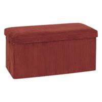 Hocker / Poef Essestial Ribcord - opvouwbaar - donkerrood - MDF/polyester - 76 x 38 cm - 2 persoons