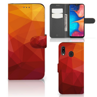 Book Case voor Samsung Galaxy A30 Polygon Red - thumbnail