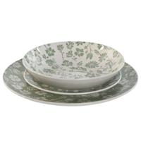 Serviesset Home ESPRIT Wit Groen Porselein Gebloemd 27 x 27 x 2 cm 18 Onderdelen