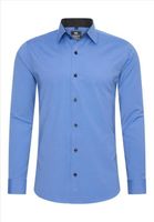 Heren overhemd blauw effen | Rusty Neal | Slim fit | Italian-Style.nl, maat XXL