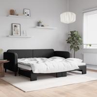 Slaapbank met onderschuifbed 90x200 cm stof zwart