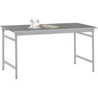 Manuflex BB3014.9006 Bijzettafel basis stationair met staalbeslag schijf in aluminium zilver vergelijkbaar met RAL 9006, bxdxh: 1000 x 600 x 780 mm