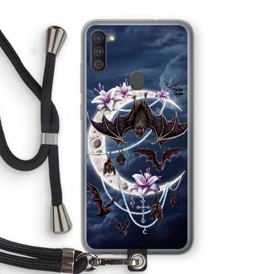Vleermuizen Maan: Samsung Galaxy A11 Transparant Hoesje met koord