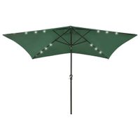 VidaXL Parasol met led&apos;s en stalen paal 2x3 m groen