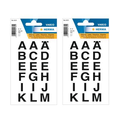 Herma Stickervel alfabet - 72x stuks - plak letters - A tm Z - zwart - 20x20 mm