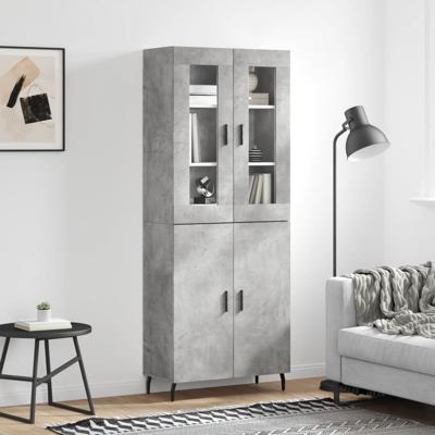 Hoge kast 69,5x34x180 cm bewerkt hout betongrijs