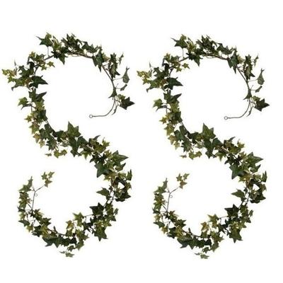 Mica Decorations klimop Hedera - 2x - hangplant/slinger - 180 cm - groen - Kunstplanten