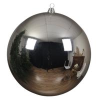 Decoris grote kerstbal - zilver - 20 cm - kunststof - grote kerstballen kerstversiering