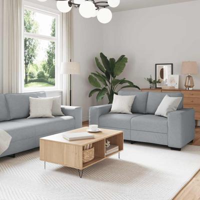 3-delige Loungeset met kussens stof lichtgrijs