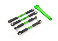 Traxxas Turnbuckles, aluminum (green-anodized), camber links, front, 39mm (2), rear, 49mm (2) (assembled w/ rod ends & hollow balls)/wrench (TRX-37...