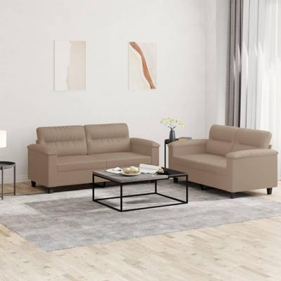 2-delige Loungeset met kussens kunstleer cappuccino