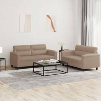 2-delige Loungeset met kussens kunstleer cappuccino