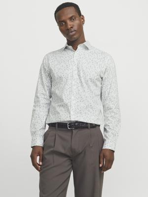 Jack & Jones Jprblablackpool Print L/s Shirt Sn Overhemd White