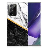 Samsung Galaxy Note20 Ultra | TPU | Siliconen hoesje | Marmer Wit Zwart - Origineel Cadeau Man