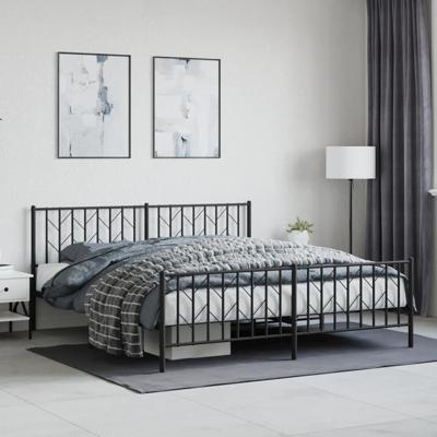 Bedframe met voetbord zonder matras metaal zwart 180x200 cm