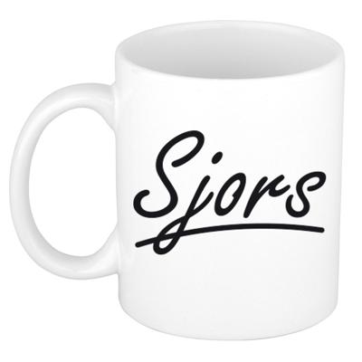 Sjors Naam koffiemok - beker - met sierlijke letters - wit - 300 ml - Cadeau - Heren Sjors Naam koffiemok - beker - met sierlijke letters - wit - 300 ml - Cadeau - Heren