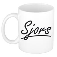 Sjors Naam koffiemok - beker - met sierlijke letters - wit - 300 ml - Cadeau - Heren