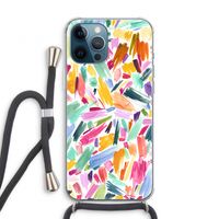 Watercolor Brushstrokes: iPhone 12 Pro Transparant Hoesje met koord