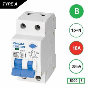 GACIA aardlekautomaat B10 1p+n 10A 30mA 6kA L80M-B10