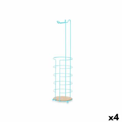 Toiletrolhouder Blauw Metaal Bamboe 16,5 x 63,5 x 16,5 cm (4 Stuks)