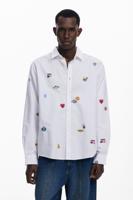 Overhemd met lange mouwen en tekeningen - WHITE - S