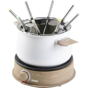 DOMO DO736F Fondue 1500 W Controlelampje, 8 fonduevorkjes Hout, Wit