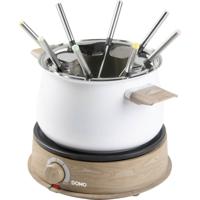 DOMO DO736F Fondue 1500 W Controlelampje, 8 fonduevorkjes Hout, Wit