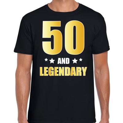 50 and legendary verjaardag cadeau t-shirt - zwart - gouden letters - heren - 50 jaar geworden