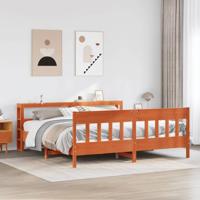 Bedframe zonder matras massief grenenhout wasbruin 200x200 cm