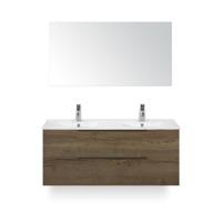 Seville Badmeubelset 120 cm - 2 laden Tabacco Edge - Wastafel Enjoy Dubbel - met Spiegel