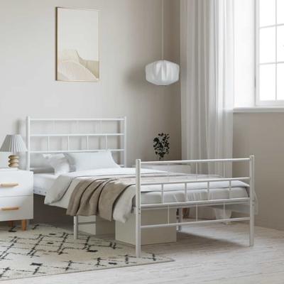 Bedframe met hoofd- en voeteneinde metaal wit 100x200 cm