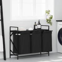 Wasmand 3 vakken met plank zwart eikenkleurig