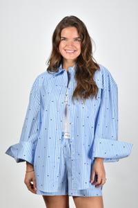 Rotate blouse met logo blauw