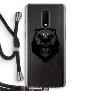 Angry Bear (black): OnePlus 7 Transparant Hoesje met koord