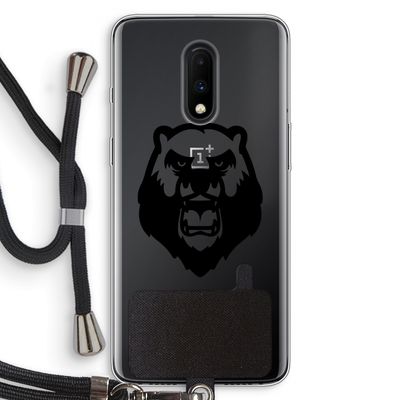 Angry Bear (black): OnePlus 7 Transparant Hoesje met koord