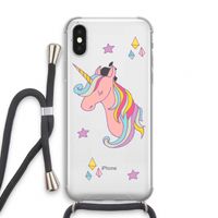 Roze eenhoorn: iPhone XS Transparant Hoesje met koord