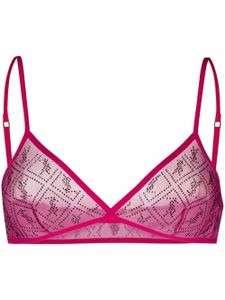 Saint Laurent soutien-gorge en mesh à logo - Rose