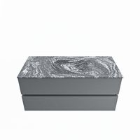 MONDIAZ VICA-DLUX 110cm badmeubel onderkast Plata 2 lades. Inbouw wastafel CLOUD midden zonder kraangat, kleur Lava. - thumbnail