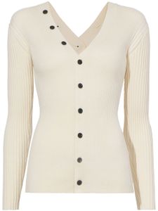 Proenza Schouler White Label cardigan en maille nervurée à col v - Blanc